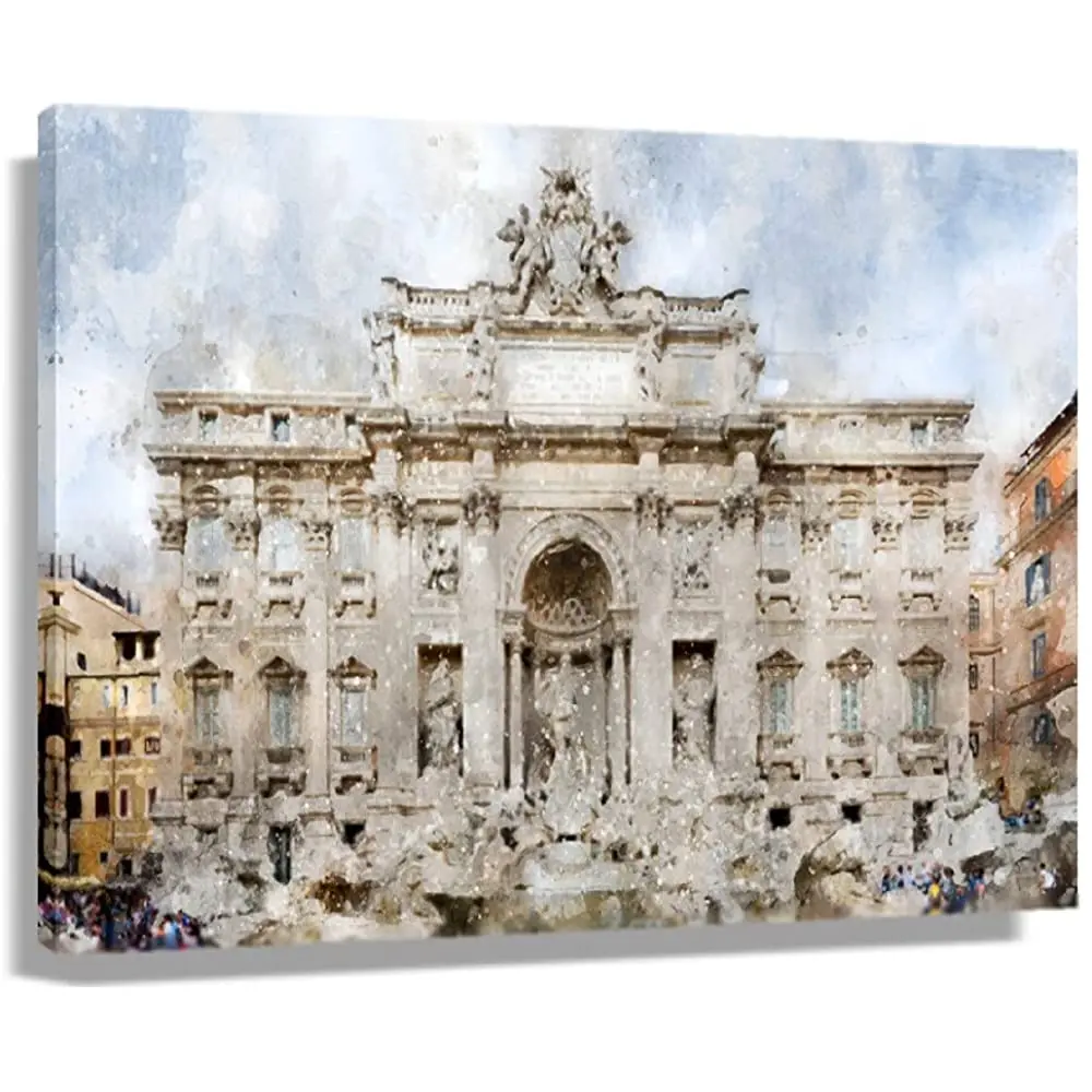 Фонтана Ди Треви замок пейзаж искусство акварель на кухне Настенный декор