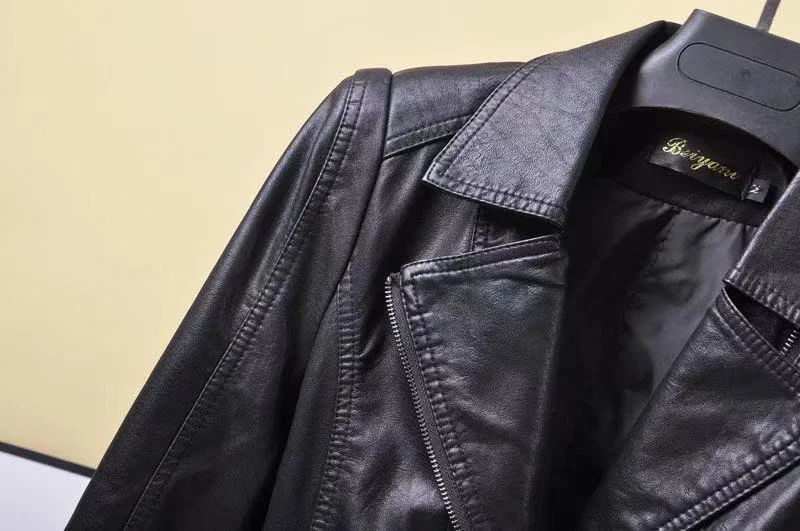 Chaqueta de cuero coreano con cremallera para motocicleta, Chaqueta corta de cuero PU negro, primavera y otoño, 2021