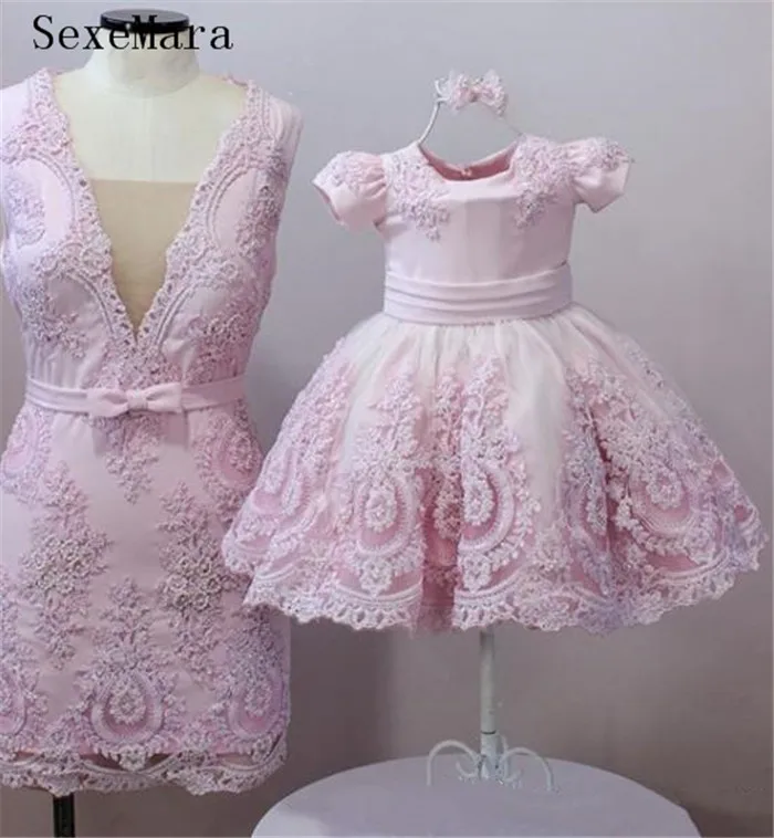 SexeMara Розовое Кружевное детское платье для малышей женская одежда на день