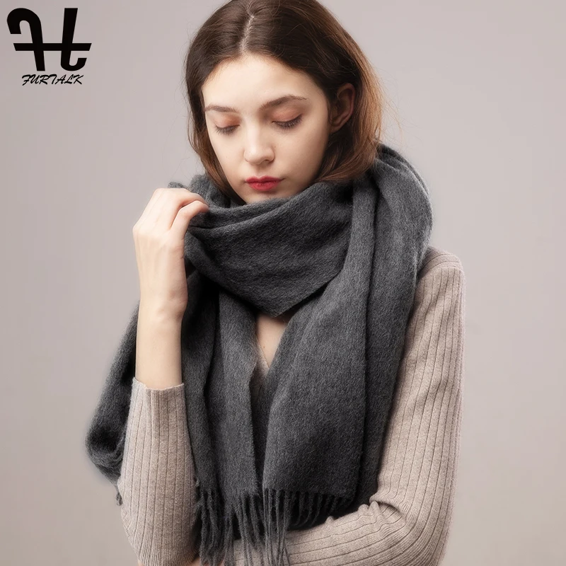 FURTALK 100% шарф из овечьей шерсти женские зимние кашемировые теплые шарфы шали с