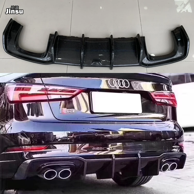 Carbur style Carbon fiber Car Rear Bumper Spoiler Lip For Audi A3 sedan limousine sport Diffuser S3 8V 2017 2018 2019 | Автомобили и