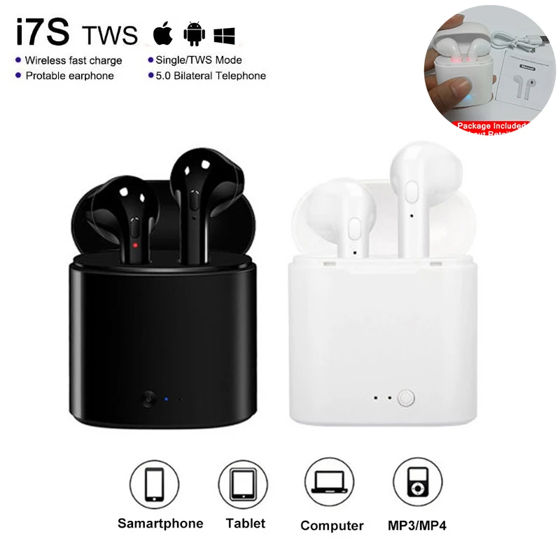 Bluetooth наушники с микрофоном зарядки pods i7s tws Беспроводные наушники гарнитуры стерео наушники-вкладыши для ios Android телефон громкой связи