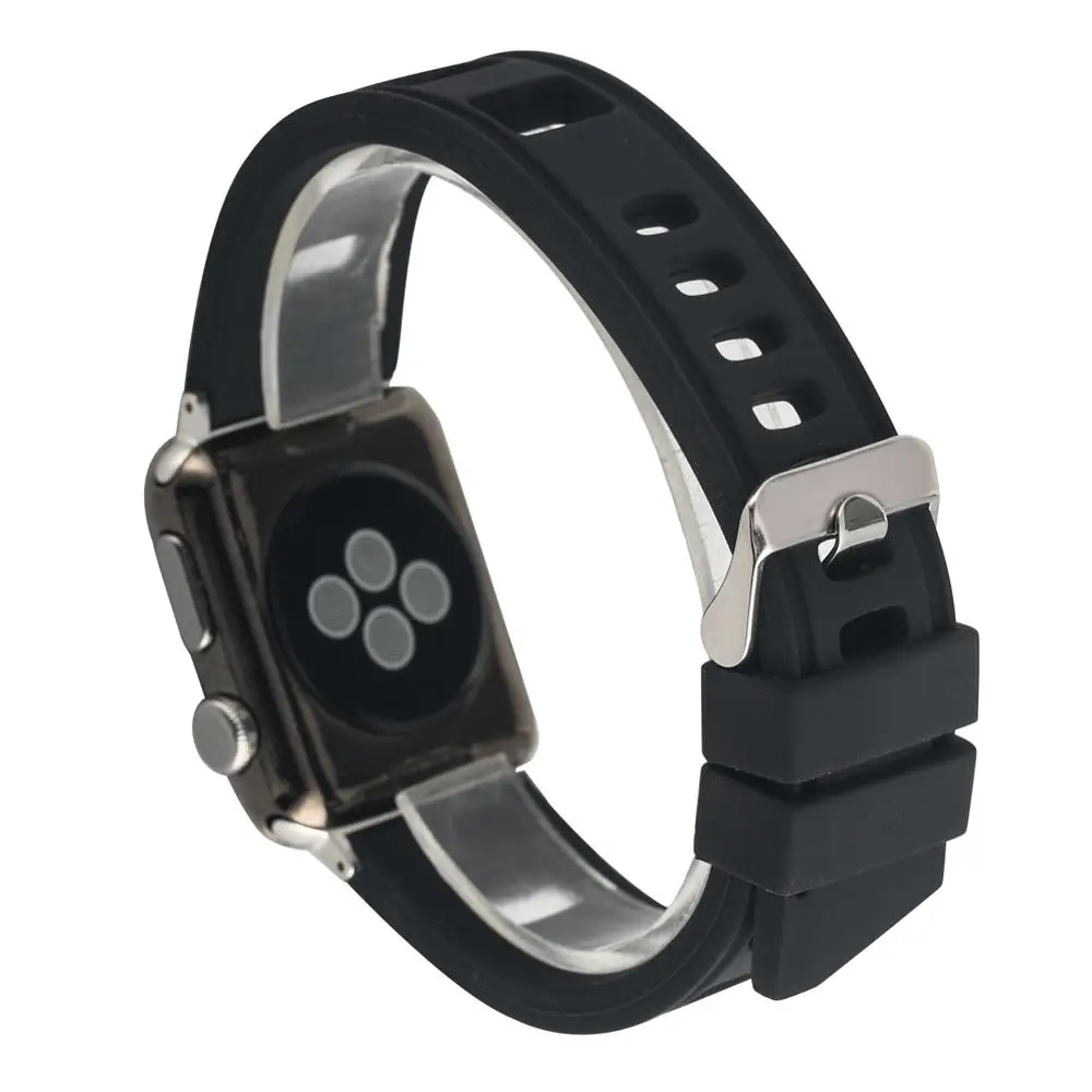 Силиконовый ремешок YISUYA для Apple Watch 38 мм 42 черный водонепроницаемый сменный часов
