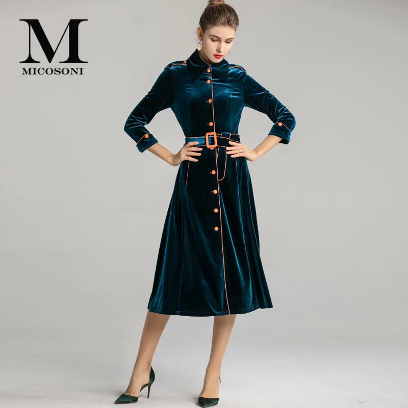 Женское однобортное платье с отложным воротником оранжевое Плиссированное