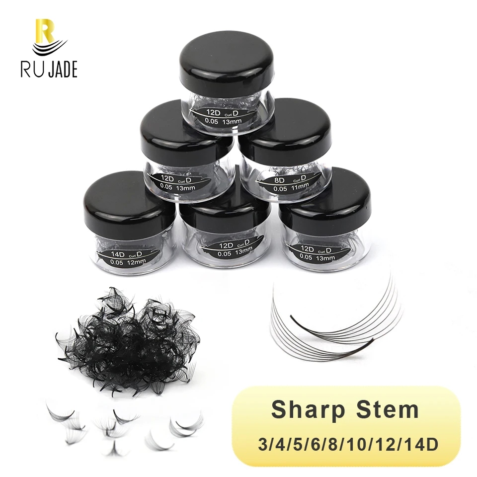 Готовые объемные ресницы Sharp с узким стержнем 3D/4D/5D/6D/7D/8D тонкие заостренные