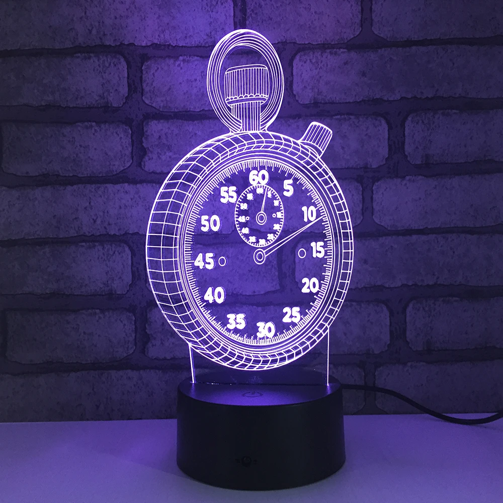 Часы светодиодный RGB Ночной светильник 7 цветов Change настольная лампа фигурку ПВХ