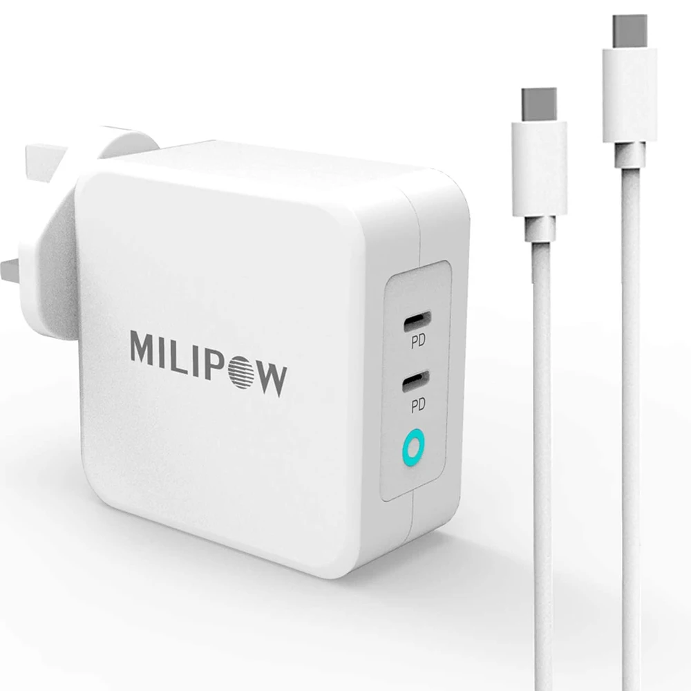 Зарядное устройство GaN 100 Вт двойное зарядное USB Type C с подачей питания для MacBook Air