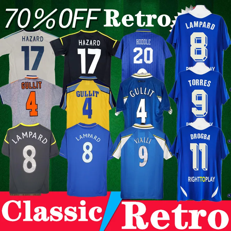 

95 96 97 01 03 12 13 LAMPARD TORRES DROGBA HAZARD GULLIT Classic Retro Jersey ROBBEN CRESPO HODDLE VIALLI MATA DAVIID LUIZ Shirt