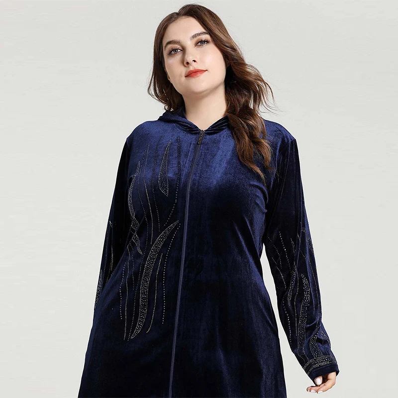Мусульманское платье Дубай исламский большой размер женский кардиган на молнии