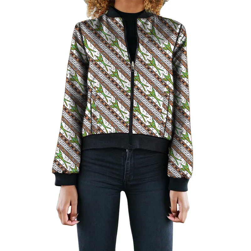 

African Fashion Women's Baseball Jacket Print Kente Coats Woman Bomber Jackets Custom Made 2020 Ankara Styles Coats