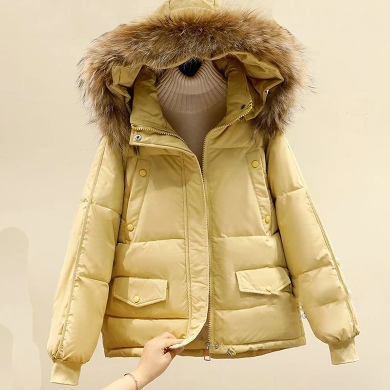 

Women Cotton Fur Padded Jacket New Harajuku Loose Winter Thick Down Padded Coat Long Sleeve Loose Warm Women's Winter Jacket