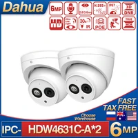 dahua mini dome camera hdw4631c a 2pcs 6mp built in mic sd card slot ir 30m h 265 smart poe security protection outdoor camera