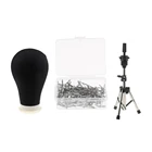 22in Профессиональный пробковый брезентовый блок голова манекена для париков с регулируемой подставкой для штатива из нержавеющей стали и 100 шт 3,5 см шпильки