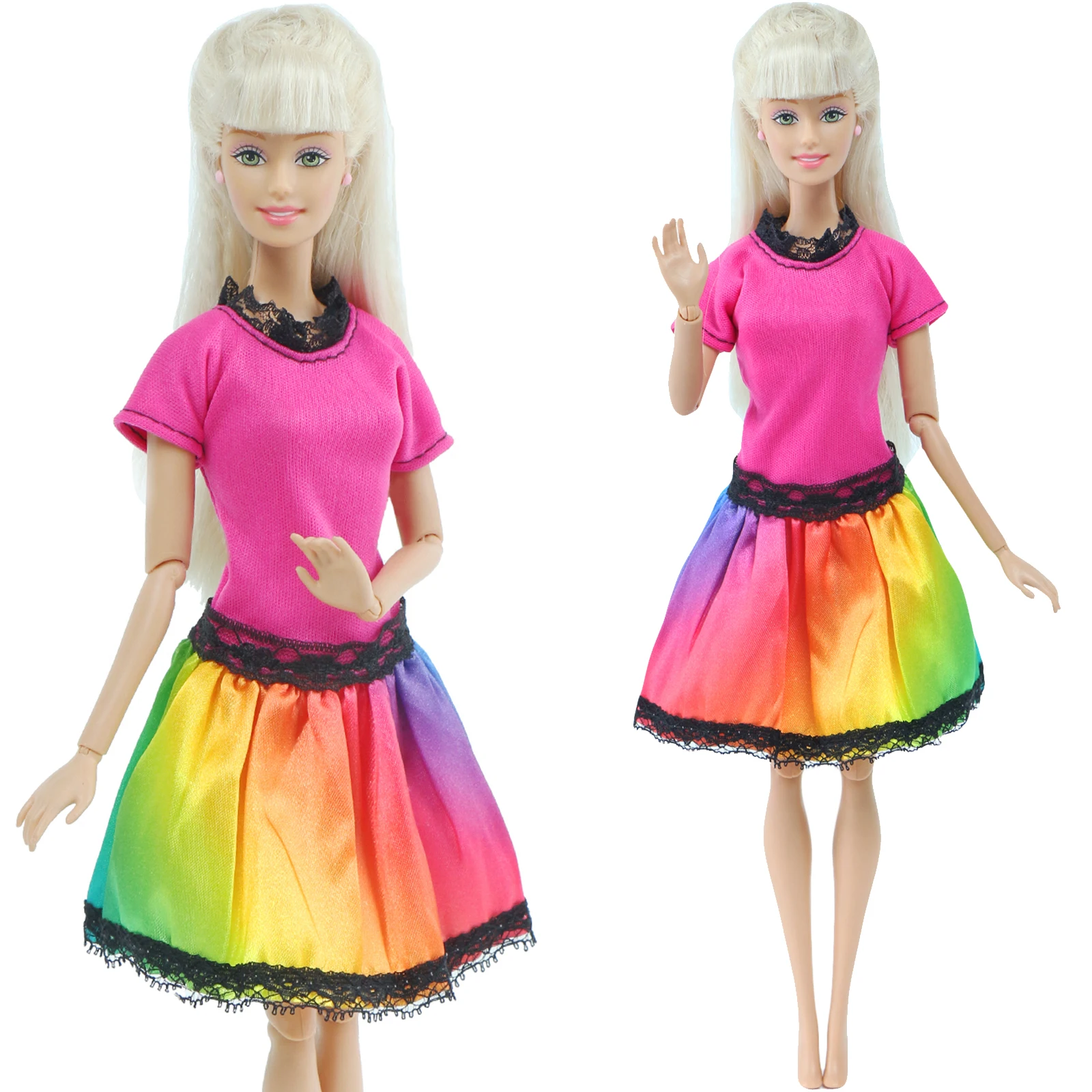 1 комплект милое разноцветное платье розовые топы радужная юбка повседневная