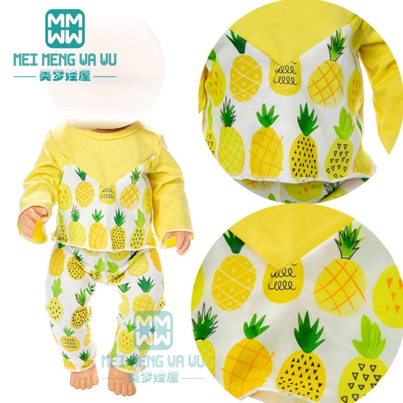 

Clothes for doll fit 43cm baby new born doll fashion cartoon fruit home clothes