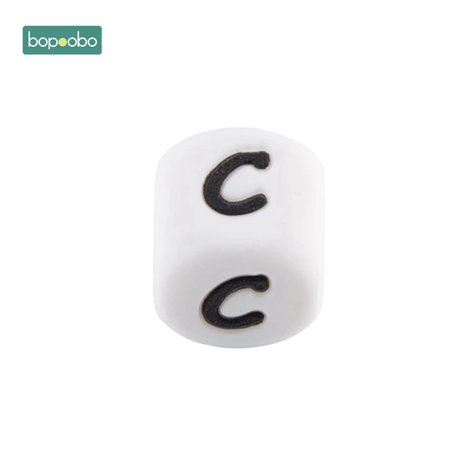 Letter C Bopobo 10 шт. силиконовые бусины с алфавитом, 12 мм, силиконовые бусины с буквами, Товары для детей, сделай сам, прорезывание зубов, Детские грызуны, подарок для новорожденного ребенка, Прорезыватель для зубов - Цвет: Letter C