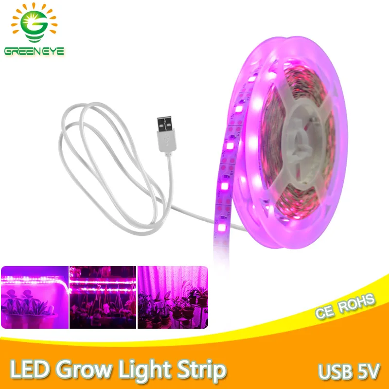 Светодиодный светильник полного спектра для выращивания растений USB 5 В 1 м 2 3 0 SMD