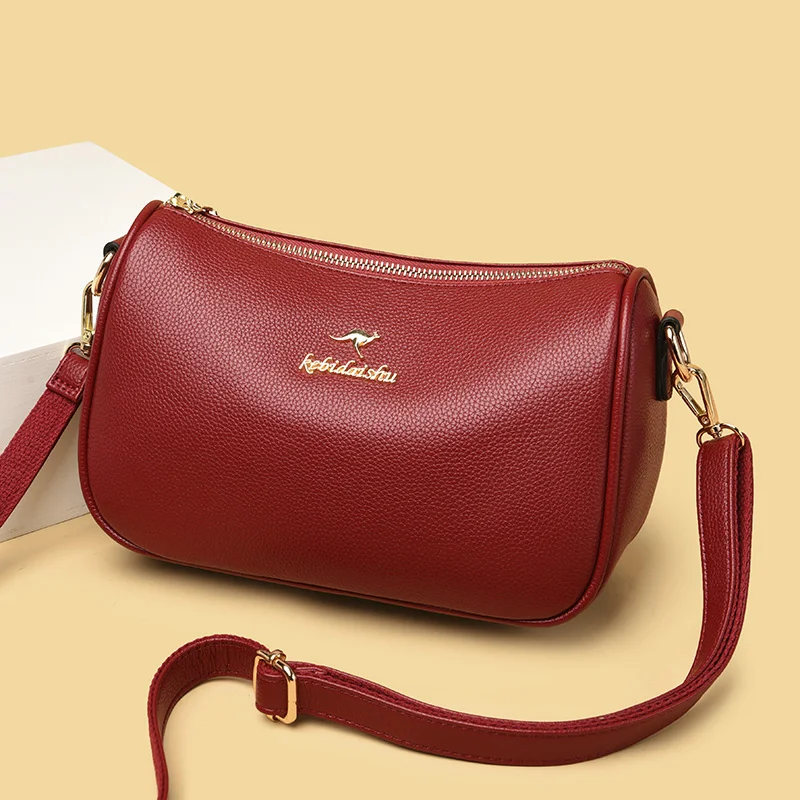 

Women Solid Color Shoulder Handbags High Quality Leather Crossbody Bag Wide Shoulder Strap Messenger Bags All-match Ladies Bags