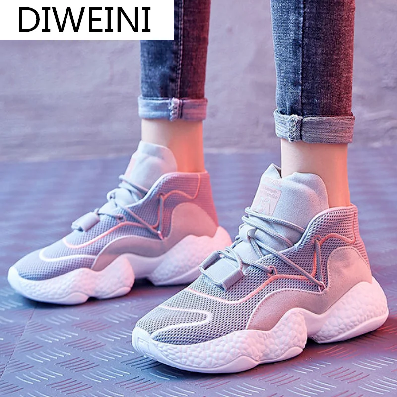 

2021 Women's Sneakers Fashion Women's Shoes Mesh Breathable Platform Shoes Spring Comfortable Lace-up Shallow Mouth Casual Shoes