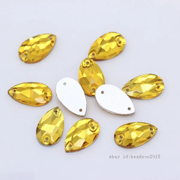 gold 28p 11x18 мм, цветные стразы в форме капли, кристаллы, стеклянные камни, Пришивные серебряные стразы с плоской задней частью, драгоценные камни, 2 отверстия, бусины на пуговицах для свадебного платья - Цвет: gold