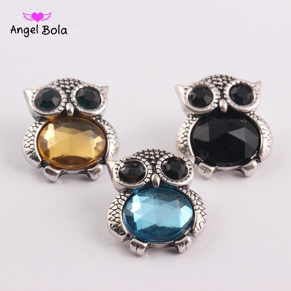 Прямая поставка 3 Цвет кристальная Сова модные 18 мм имбирь Snap кнопки застежка из