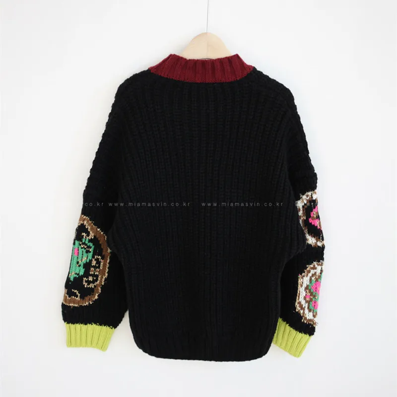 

2020 new sweater for ladies elegant embroidery floral print pullovers korean embroidery sweater o-neck oversize knitted sweaters