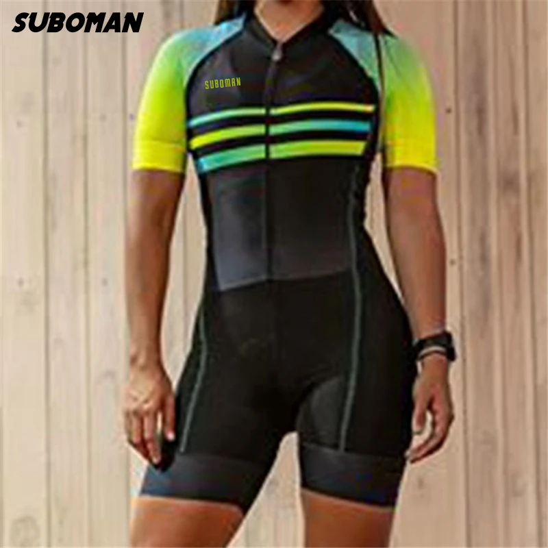 Suboman триатлона женские Велосипеды костюм с коротким рукавом цельный типа