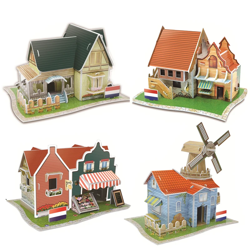 

EVA 3D Puzzles Netherlands Architecture Building Villa/Pasture/Florist/Coffee shop European Buildings Puzzles Educational Toys
