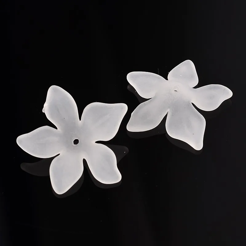

500g Translucent Acrylic Beads Frosted Flower Bead Caps White 29x27x8mm Hole: 2mm about 515PCS/500g