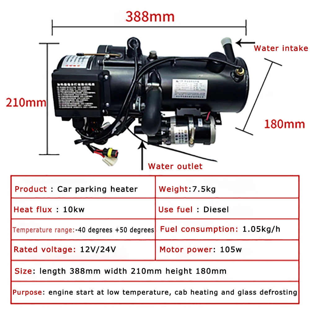 12V 24V 10KW Car Heater Air Diesel engine preheater diesel truck preheating water heating machine | Инструменты