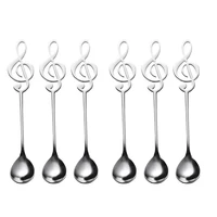 6 pack cute teaspoons stainless steel musical notation shaped coffee spoons dessert cake ice cream sugar spoon