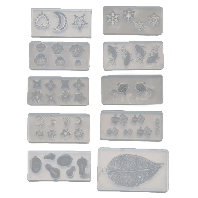 

10 Styles Small Size Goldfish Leaf Mold Snowflake Rabbit Pendant Resin Mold Moon Star Sun Resin Fillings Mold Resin Tool