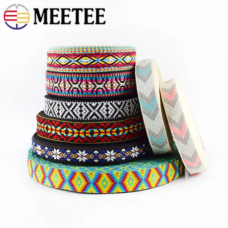Полиэстеровые жаккардовые ленты 8 метров 25 мм этнические кружевные для сумок