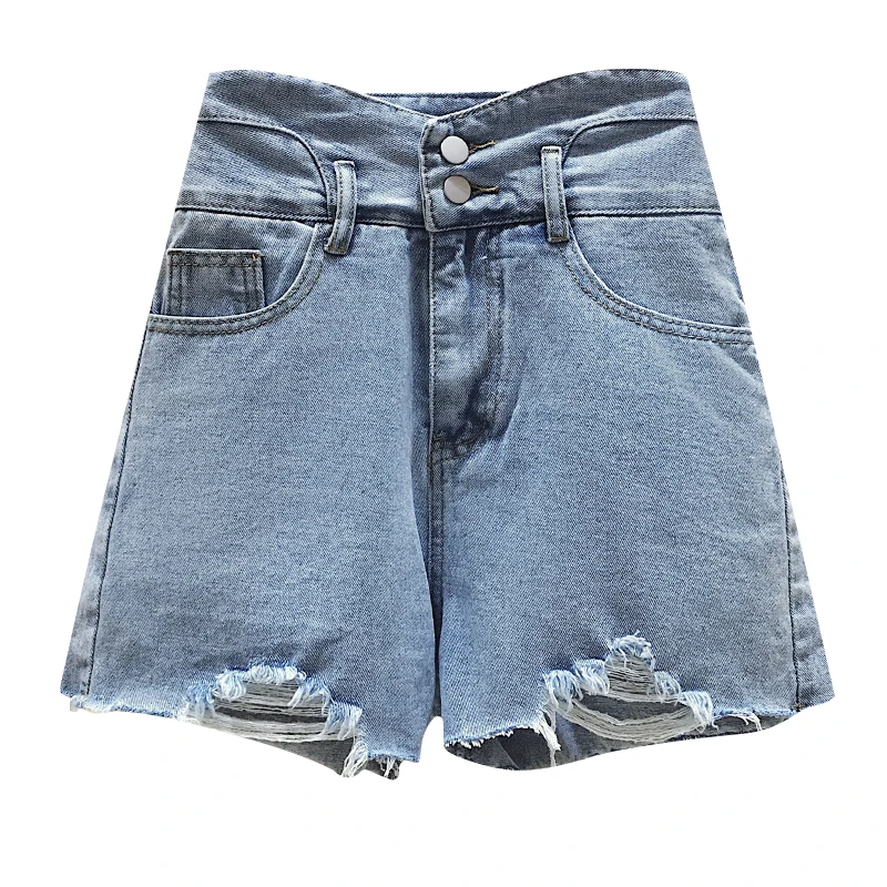 

High waist jeans shorts female summer new han edition joker show thin loose wide-legged pants of casual a word hot pants