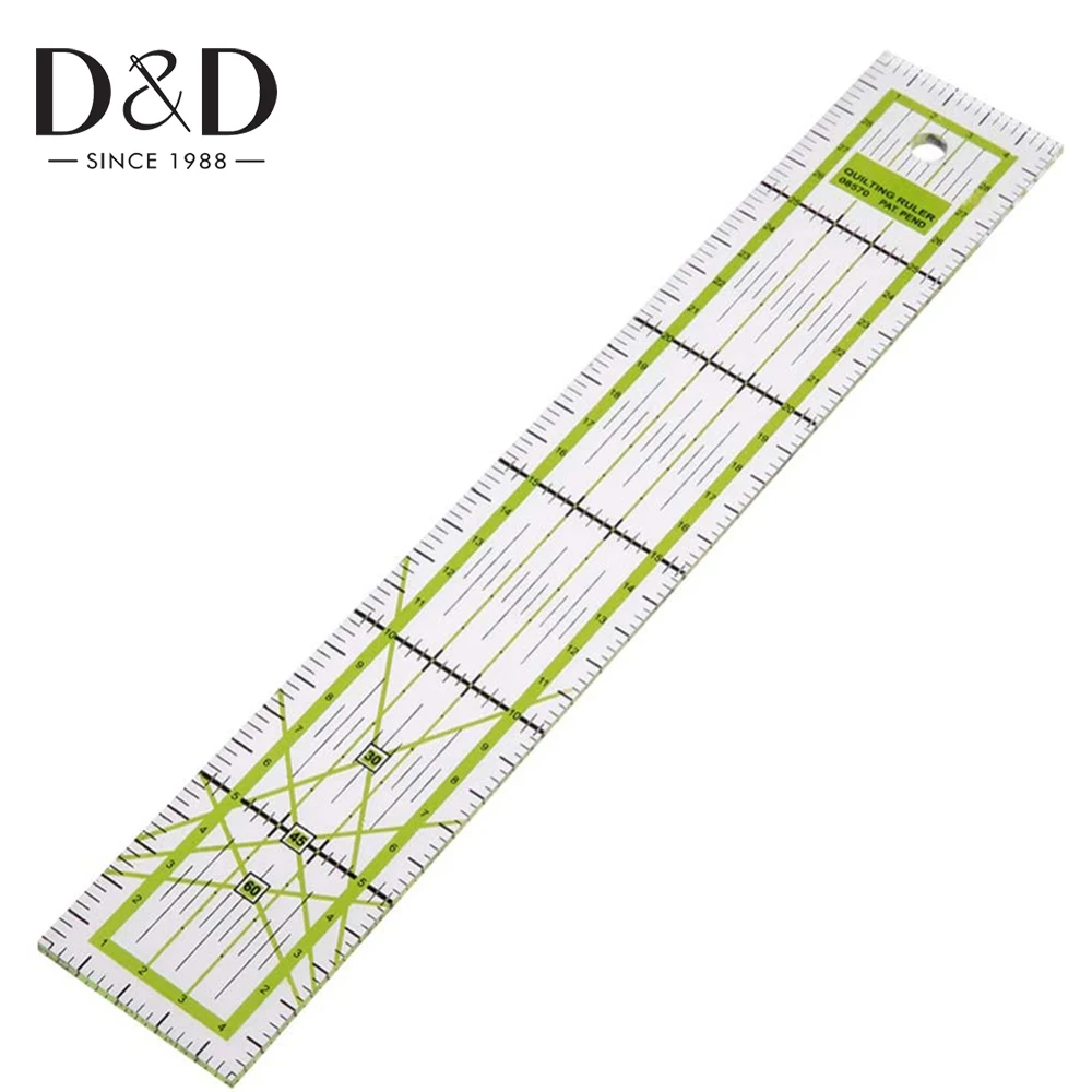 

2" Wide x 12" Long Quilting Ruler Laser Cut Acrylic Quilters' Ruler with Double Colored Grid Lines For Easy Precision Cutting