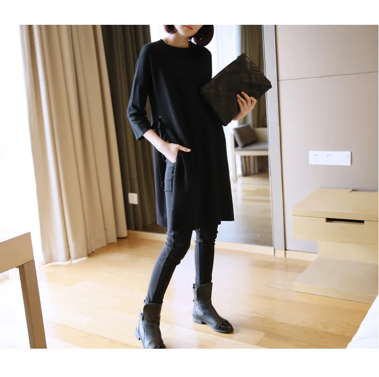 

Sweater Women Knitted Autumn Winter New Loose Solid Five-point Sleeve Casual Pullovers Lace Up 4 Color Lugentolo