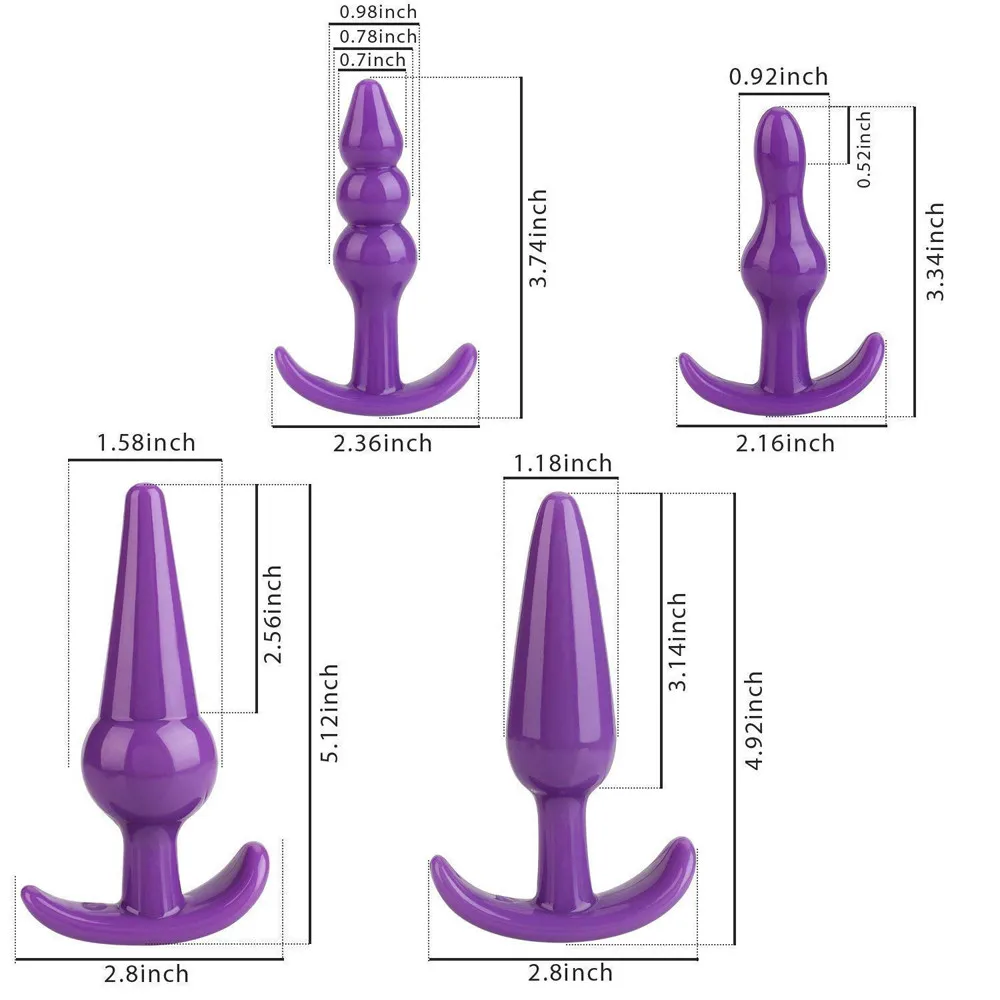 4PCS Sexual Game Butt Toys Anal Plug Set Medical Silicone Sensuality Lubricant G Spot Dildo Rabbit Vibrator | Красота и здоровье