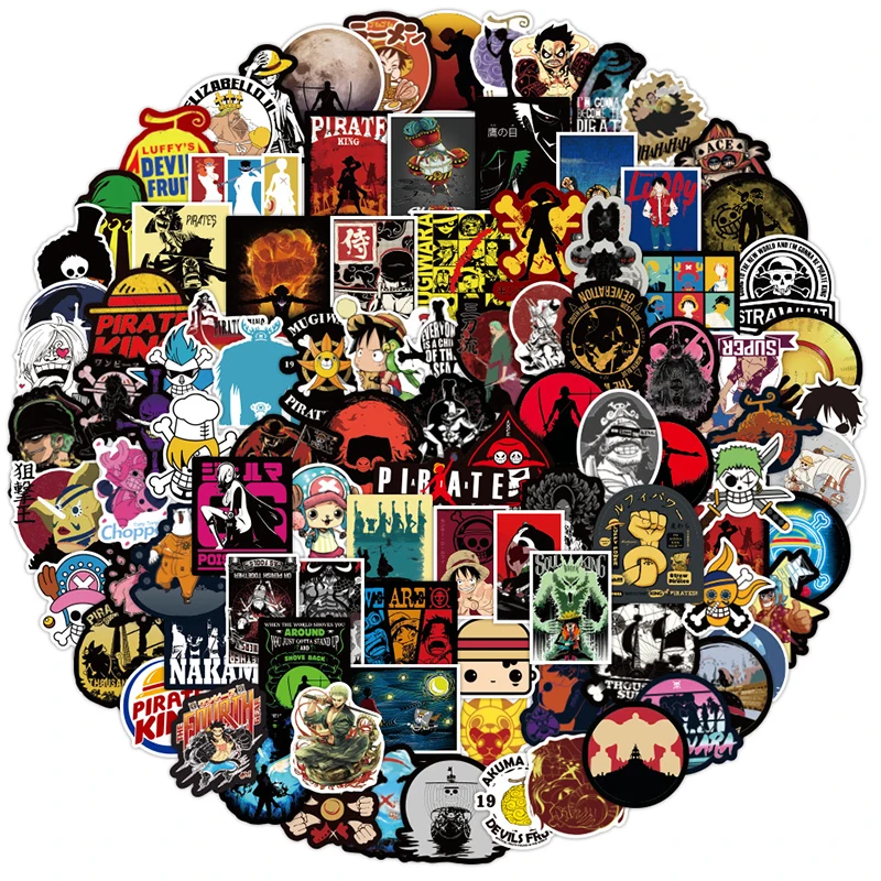 

100Pcs Japanese Animation sticker ONE PIECE Sticker Scrapbooking For Skateboard Guitar Motorcycle Suitcase Laptop Gift