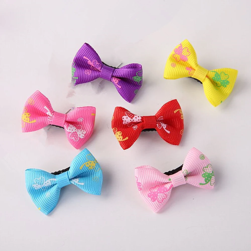 

10pcs Hair Clips Candy Color Dot Flower Print Ribbon Bow Hairpin Bb Hair Clips For Baby Girls Hairpins Hair Styling Tool