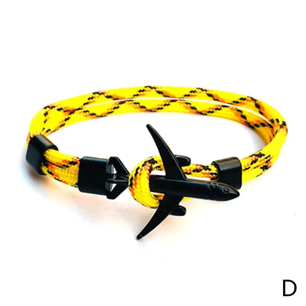 D Модный самолет браслет с якорем для мужчин CharRope Chain Para cord браслет мужской женский Air Force стиль обертывание металлические спортивные браслеты - Окраска металла: D