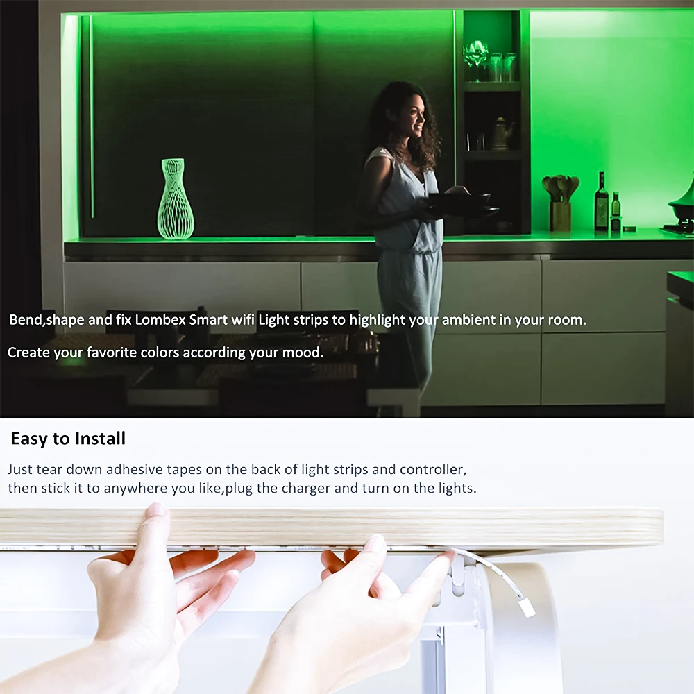 Светодиодная лента 2 м RGB умная лента гибкая лента для Mi Home APP WiFi работа с Alexa Google Assistant 16 миллионов цветов