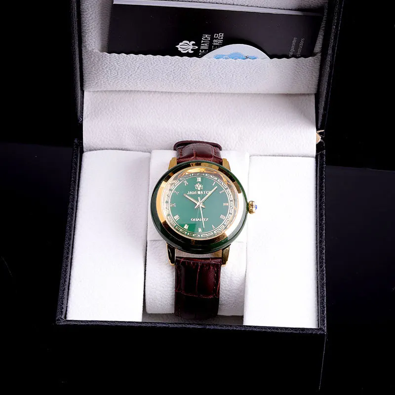 Мужские часы с натуральным нефритом горячая Распродажа из натуральной кожи