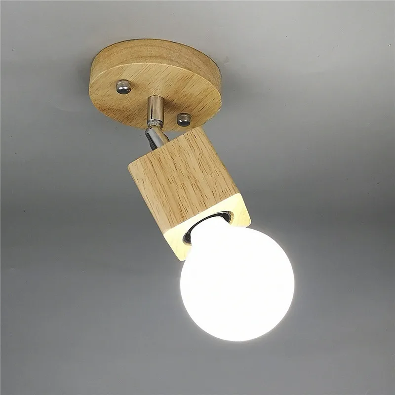 Wooden Swing Head LED Wall Lamp Modern Nordic Bedroom Bedside Sconces Ceiling Mounted Aisle Foyer Kitchen Decor Lights | Лампы и