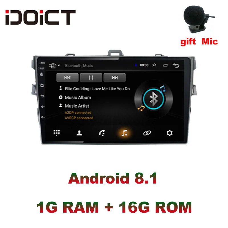 IDOICT Android 9 1 автомобильный DVD плеер GPS навигация Мультимедиа для Toyota Corolla радио 2008-2013