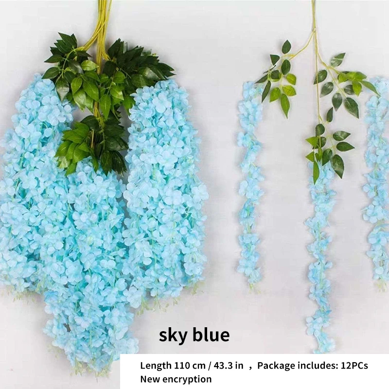 Искусственные цветы глицинии из шелка, 12 шт.