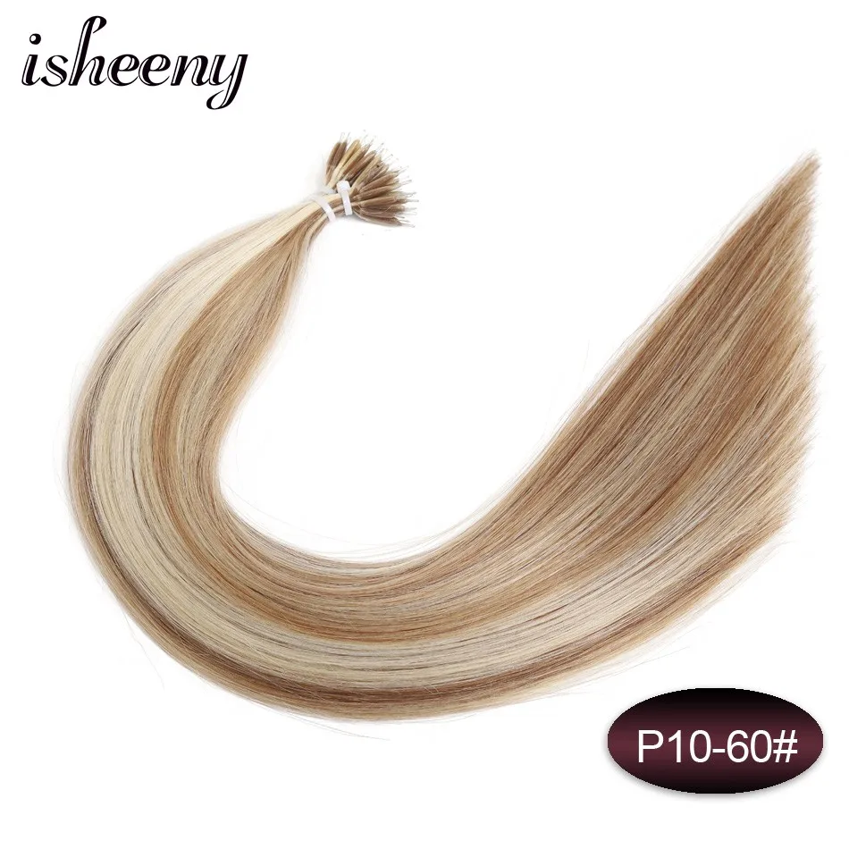 P10/60 Isheeny 1" 18" 2" волосы Remy для наращивания с микро-бусинами в нано кольцах человеческие волосы прямые 9 цветов блонд европейские волосы - Цвет: P10/60