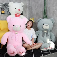 size 80cm100cm 3 colors teddy bear with bowtie plush toy stuffed soft cushion for child girls lover birthday valentines gift