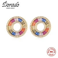 dorado 2021 punk earring 925 sterling silver colorful round sparkling zircon stud earrings high quality party gifts best friend