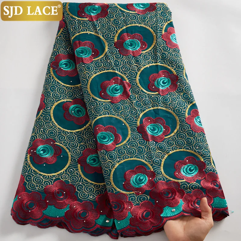 Кружевная вышитая ткань SJD африканская сухая кружевная красивая швейцарская