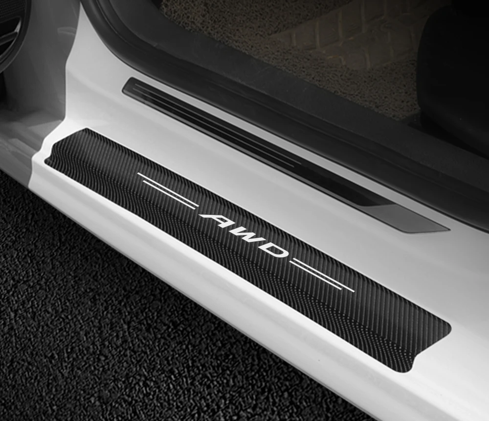 4PCS Car Stickers For Volvo S60 XC90 V40 V50 V60 S60 S90 V90 XC60 XC40 AWD T6 Auto Door Threshold Carbon Protector Accessories